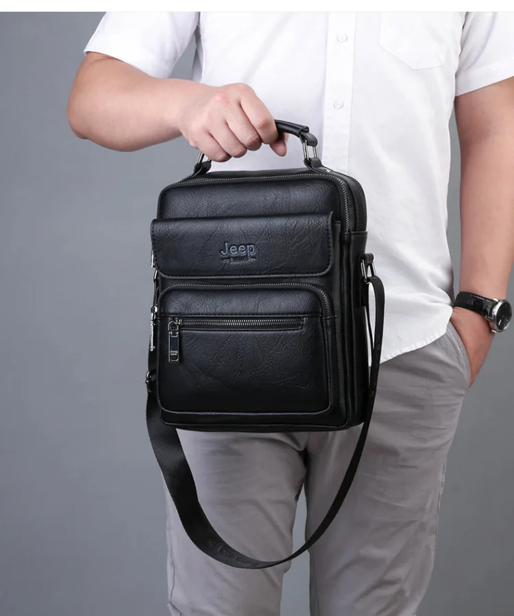 

Famous Brand Designer Man Leather Crossbody Shoulder Messenger Bag For 9.7 inch iPad Casual Business Men's Handbags Big Size