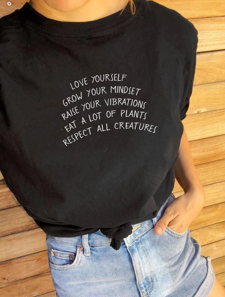 Love yourself расти Ваш образ мышления футболка с надписью забавные хипстерские гранж