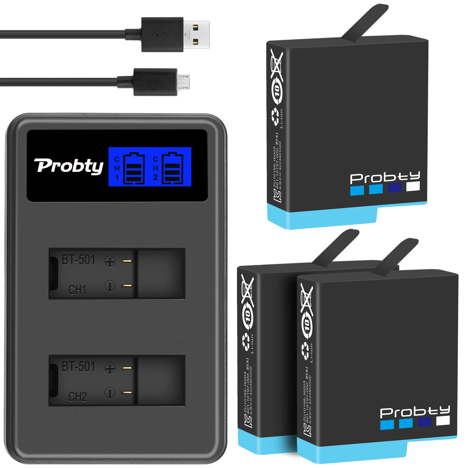 Аккумуляторная батарея Probty для GoPro 8 7 6 5 1680 мА/ч аккумулятор Hero черный ЖК дисплей