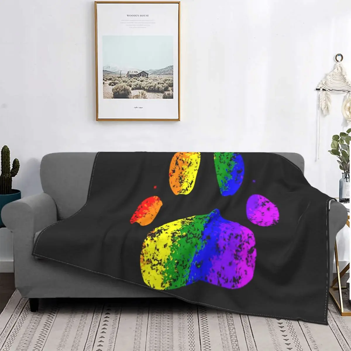 

Colourful Paw Print Stencil Blanket Bedspread Bed Plaid Bed Plaid Bedspreads Hoodie Blanket Bedspreads For Bed