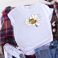 summer cotton women t shirt bees print short sleeve graphic tee tops casual o neck female ts