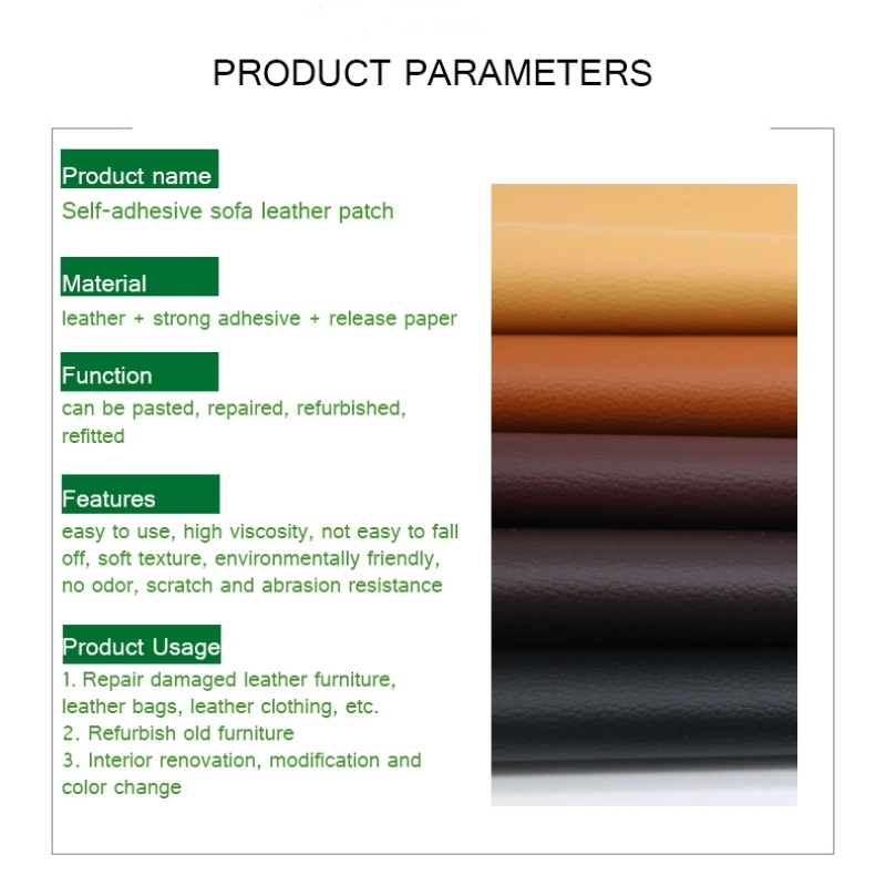 

2Pcs High Quality Leather Repair Tape Patch Leather Adhesive For Sofas Car Seats Handbags Jackets First Aid Patch