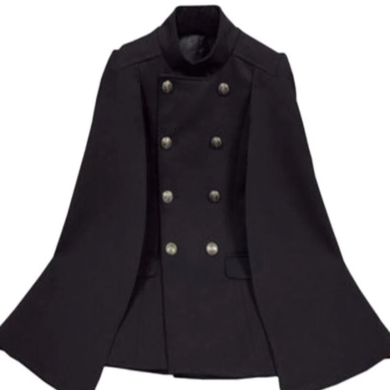 

2021 Spring Autumn Cloak Coat Women Bat Type British Ladies Black Retro Slim Clothings