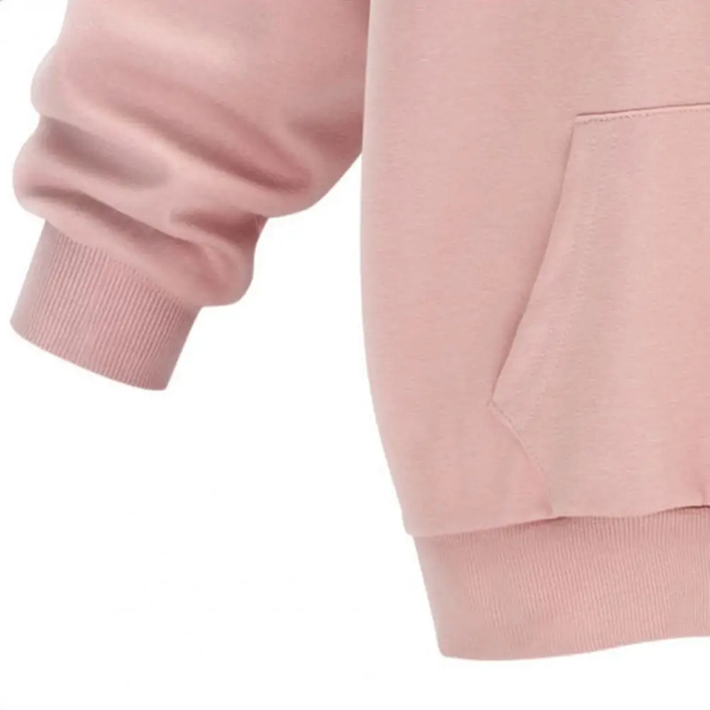 Women Sweatshirts Long Sleeve Pocket Letters Print Plush Hoodie Autumn Winter Sweatshirt Women's Clothing 2021