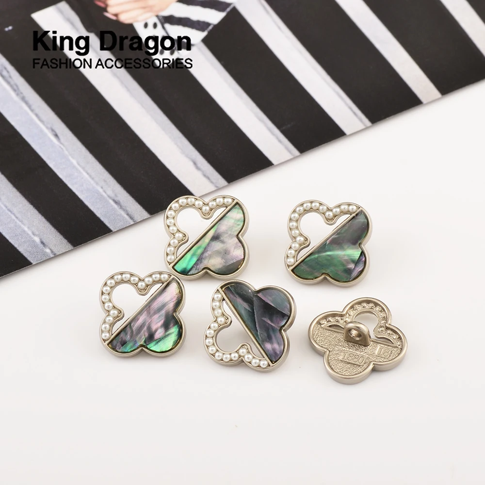 New Arrival 6PCS Gold Rhinestone Decor Metal Shell Pearl Buttons For Clothes Coat Cardigan Sweater Sew Needlework KD886 | Дом и сад