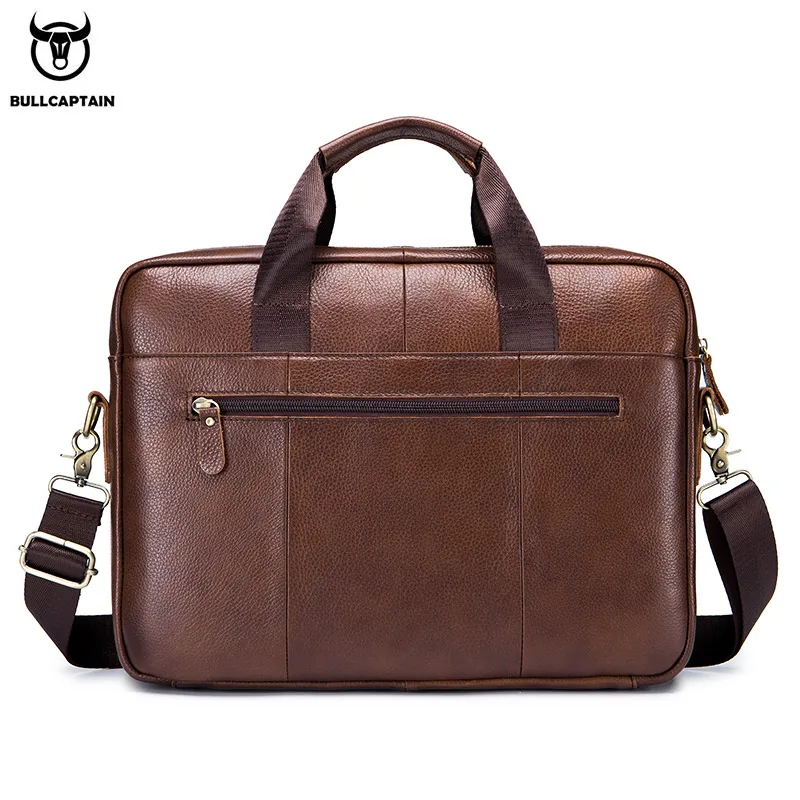 BULLCAPTAIN Men's Briefcase Men's Business Bags Can Be Used For 14-Inch Laptop Leather Shoulder Messenger Bag's Office Handbag