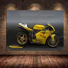Картина на холсте DUCATIs 996, картины желтого гоночного мотоцикла, фотообои для гостиной, домашний декор без рамки