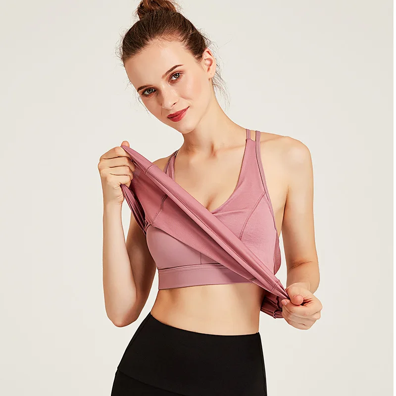

New Arrival Fake Two Pieces Yoga Shirt Back Open Breathable Running Cycling Camisole Loose Fitness Gym Training Sling Vest