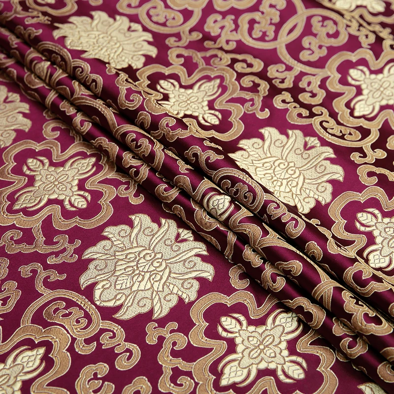 Парчовая жаккардовая ткань Шелковый Атласный Костюм с цветами материал для