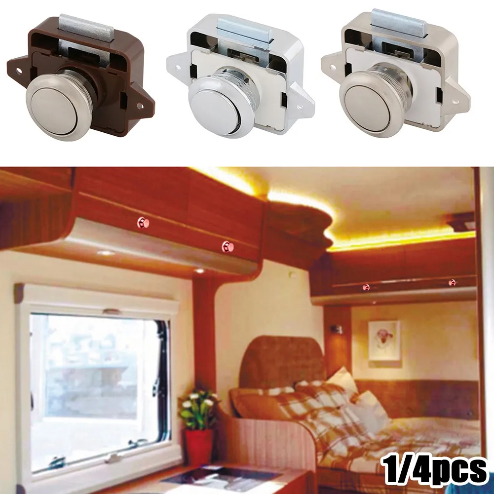 

1pc/4pcs Push Button Lock Camper Car Push Lock With Handle Button RV Caravan Boat Motor Home Office Cabinet Drawer Latch