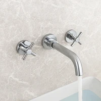 skowll wall mount bathroom sink faucet widespread 2 cross handle bathtub filler with 360 swivel spout plioshed chrome