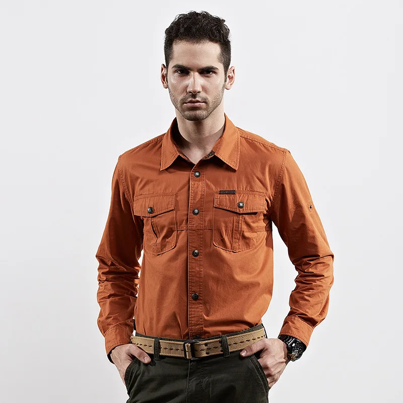 

New Men's Cotton Long Sleeve Military Style Cargo Tactical Work Shirt S-3XL