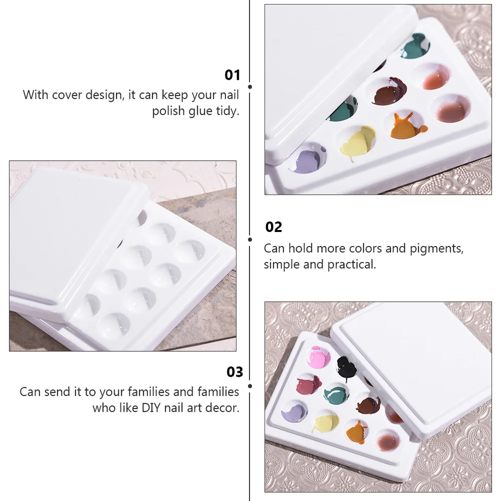 

1PC Ceramic Nail Art 12-grid Manicure Watercolor with Lid(White)
