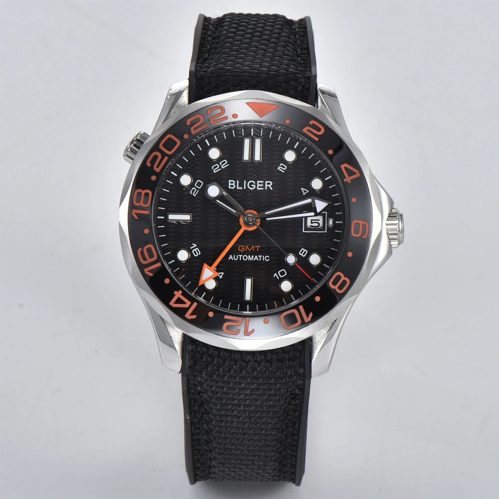 BLIGER41MM мужской черный циферблат керамический Безель автоматические механические