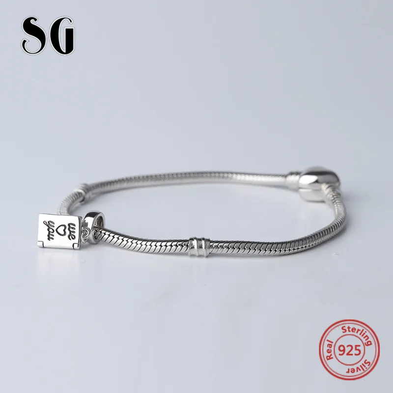 SG Новый стиль 925 серебро мы люблю вас Бусины Подходят Аутентичные европейские