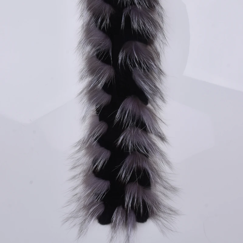 Натуральная меха лисы короткий шарф для женщин настоящий мех кролика серебро