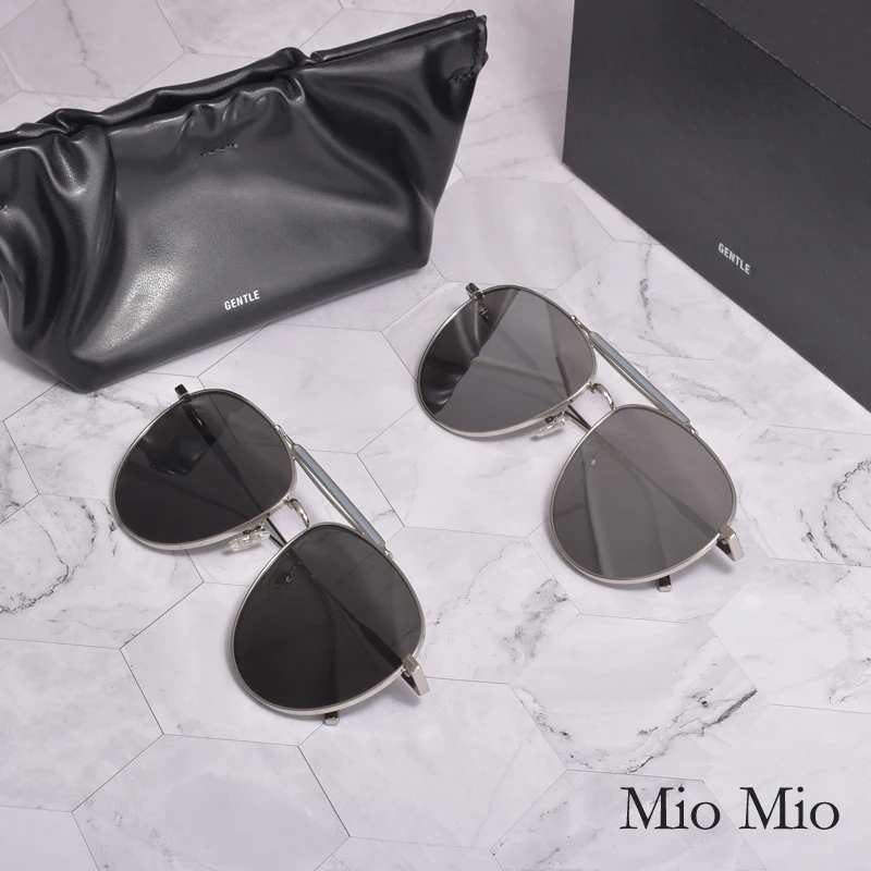 

GM fashion pilot Metal frame sunglasses Gentle MIOMIO Leisure travel sunglasses Suitable for big face With original box