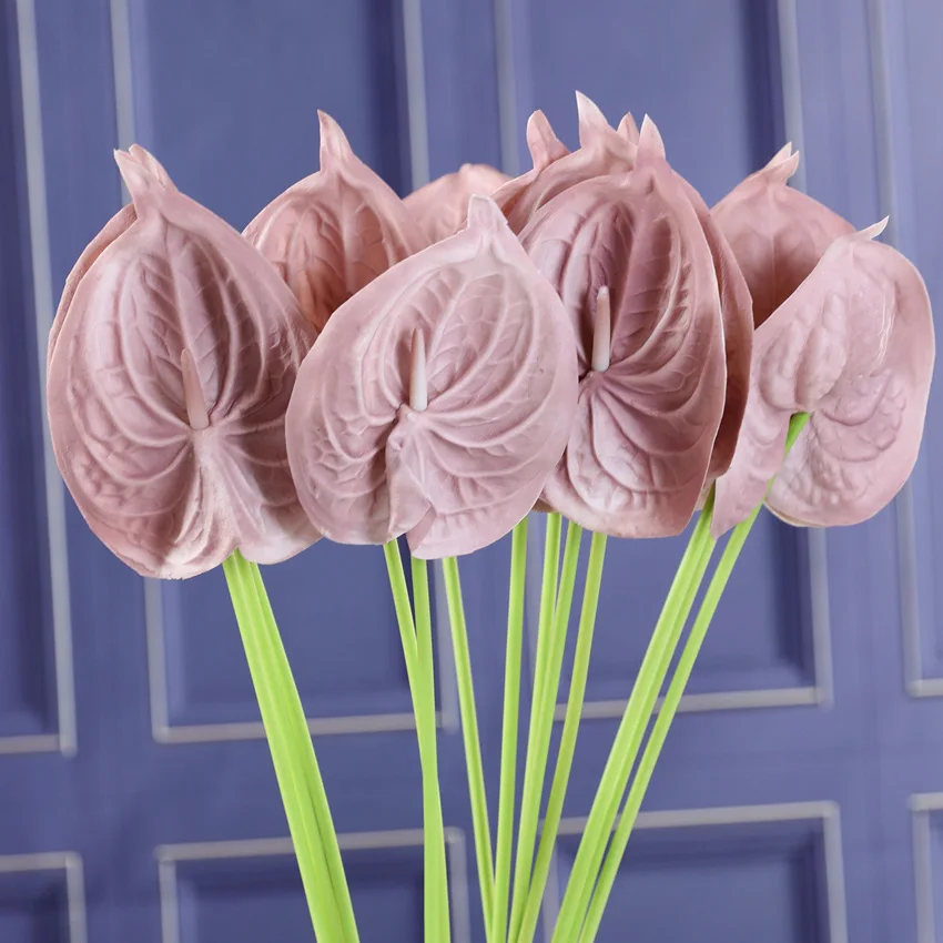 

Новинка реалистичный на ощупь полиуретановые ветки антуриума Цветы Поддельные для домашнего сада Декор Цветы artificielles Подарок на годовщину