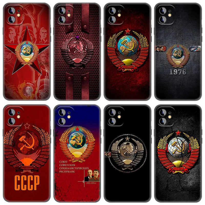 Vintage USSR CCCP Phone Case For Apple iPhone 13 12 Mini 11 Pro Max XR X XS MAX 6 6S 7 8 Plus 5 5S SE 2020 Black Cover Funda
