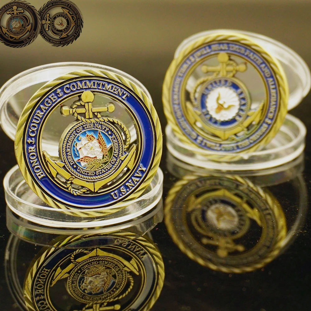 Американский морской знак Honor Courage Античная Медная пустая медаль военный вызов
