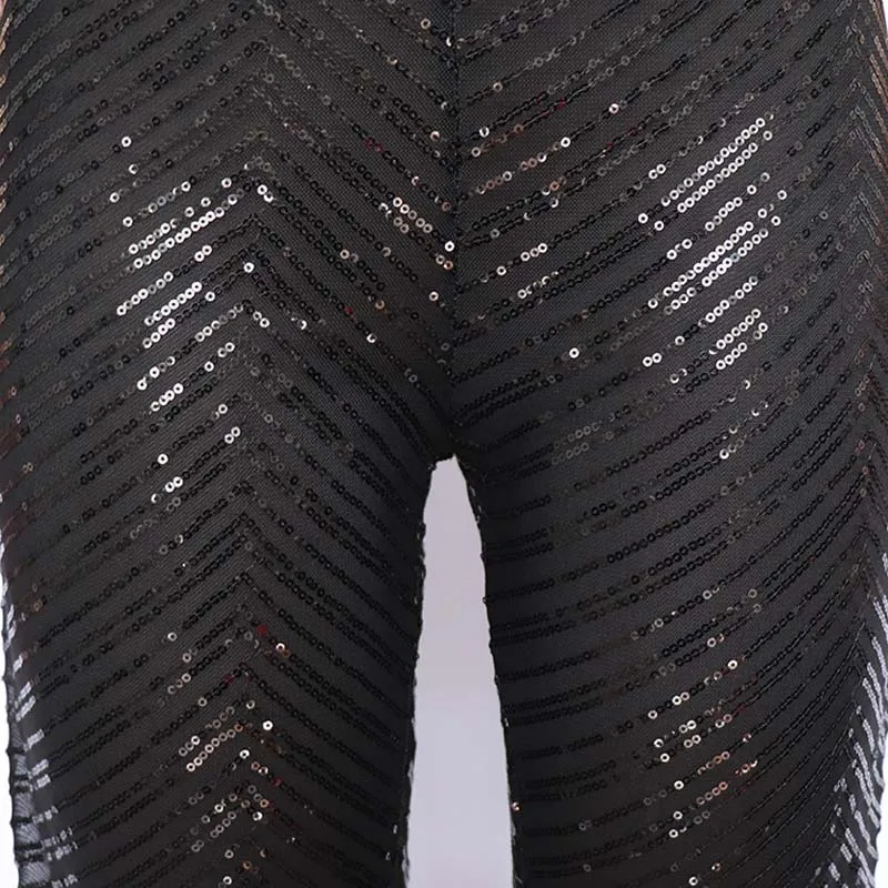 Сексуальный женский комбинезон с блестками бандажный Облегающий ромперы одежда