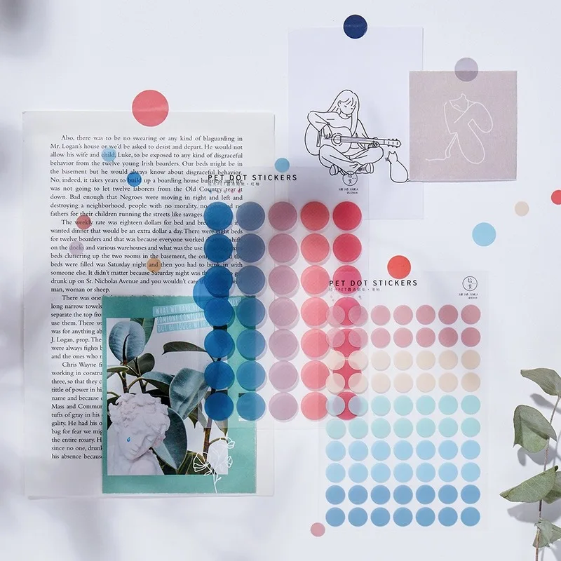 3 листа стикер в горошек однотонный креативный водонепроницаемый материал из ПЭТ