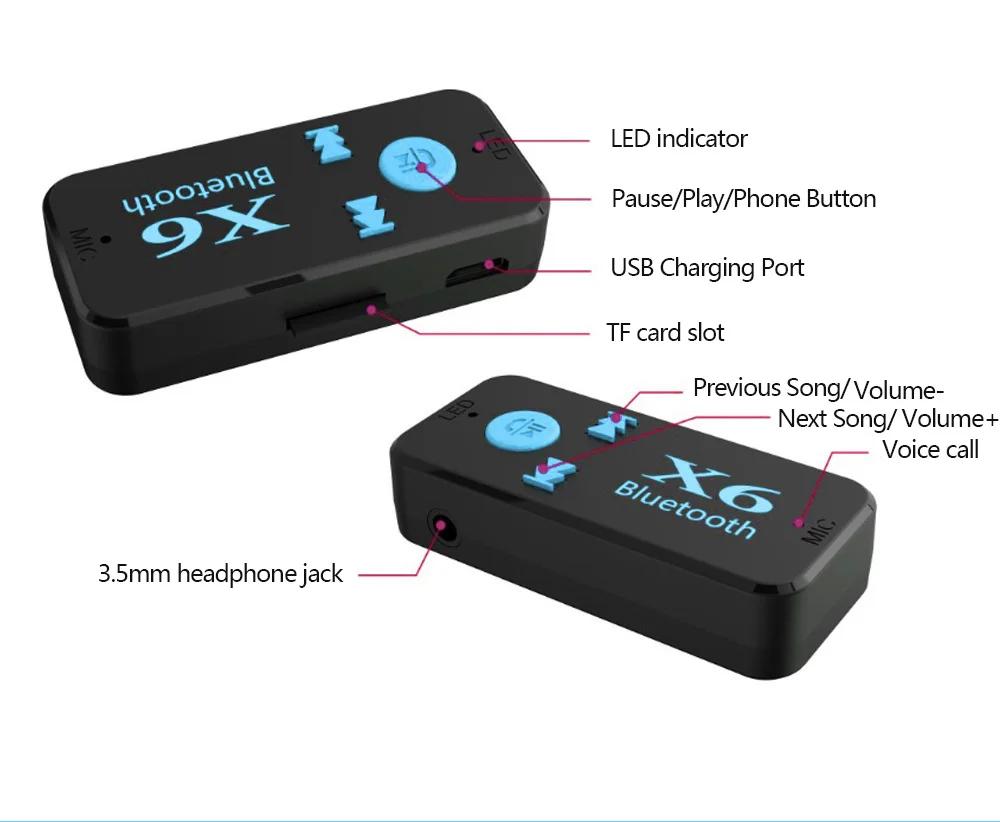 Мини приемник X6 Bluetooth 4 1 AUX 3 5 мм с микрофоном|Беспроводные адаптеры| |