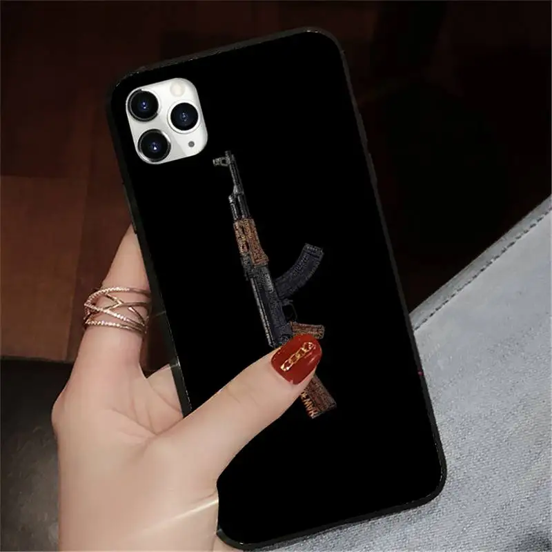 

AK-47 art Black Phrase aesthetics Phone Case for iPhone 11 12 pro XS MAX 8 7 6 6S Plus X 5S SE 2020 XR