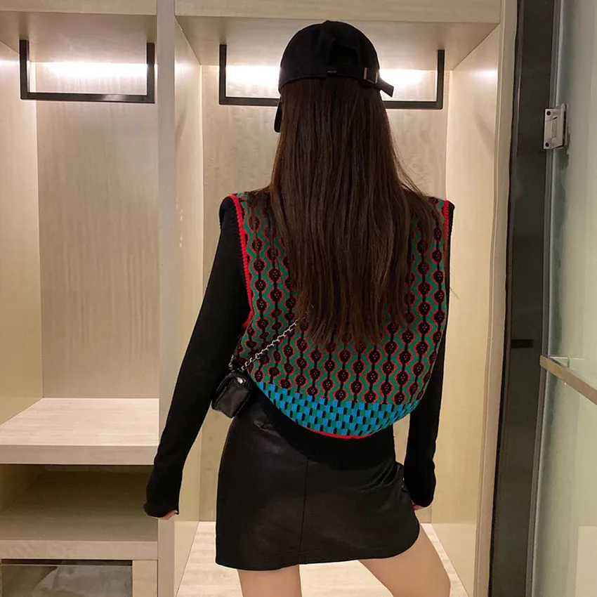 Женский винтажный Трикотажный жилет безрукавка оверсайз без рукавов