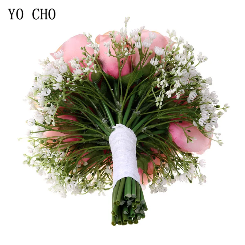 Букет розы YO CHO искусственный цветок шелковая розовая роза искусственные букеты