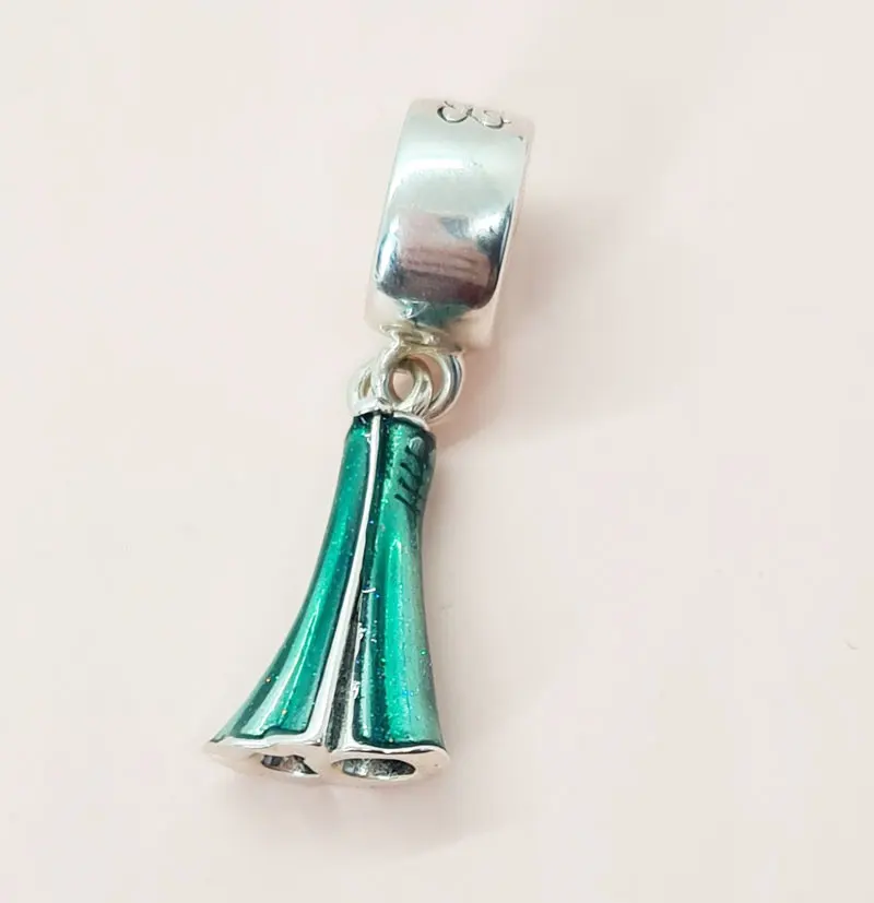 

925 Sterling Silver Blue Princess ELS Dress Dangle Charm Bead Fits All European Pandora Jewelry Bracelets Necklaces