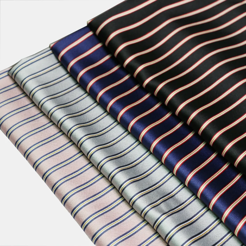 Мягкий Шелковый шармёз метр текстиль рубашка ткань для сна полосатая ткань|striped