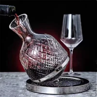 luxury lead free crystal rolling top transparent rotating tumbler whiskey wine decanter