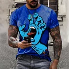 Летняя мужская футболка в стиле панк-рок с забавным 3D-принтом ладони, новинка 2021, модная повседневная Уличная одежда оверсайз с круглым вырезом