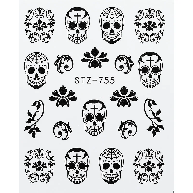 1 шт Хэллоуин наклейки для ногтей Ужас Череп Кость сексуальные губы переводные