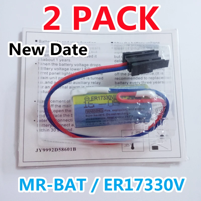 2PCS 3.6V 1700mAh MR-BAT ER17330V Battery With Plug For Mitsubishi CNC Machine Tools Servo PLC Lithium Batteries