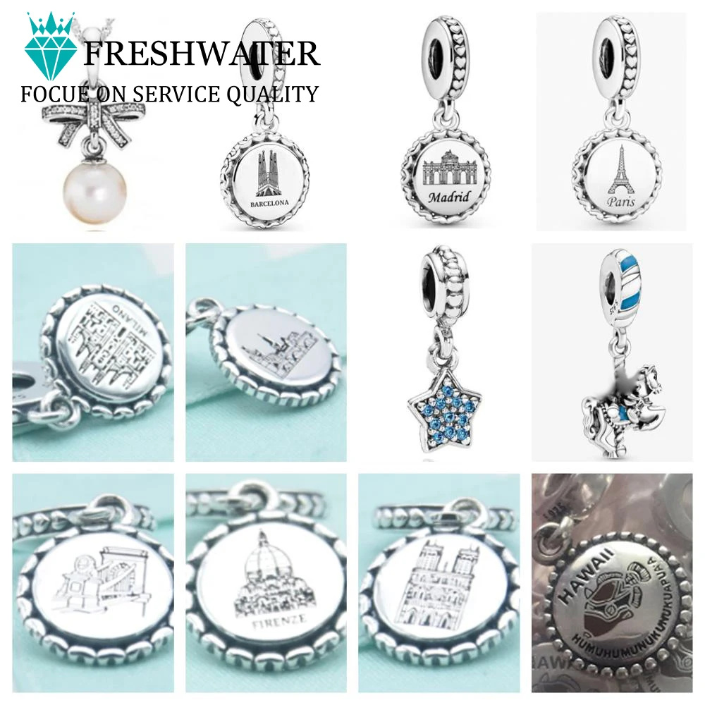 

925 Sterling Silver Spring New Charm Pendant with DIY Bracelet Necklace Jewelry Gift Carving Suitable for Women