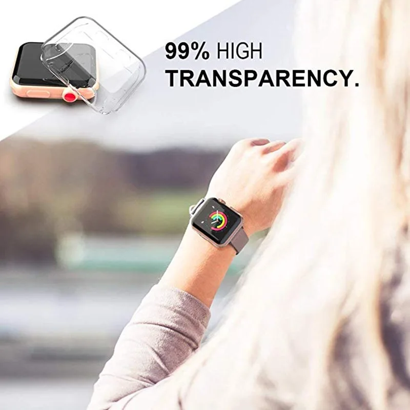 Protector case For Apple Watch 7 6 5 4 41 45 MM 40MM 44MM 360 Clear TPU Cover Full Case Iwatch 5 4 3 38MM 42MM Transparent Cover