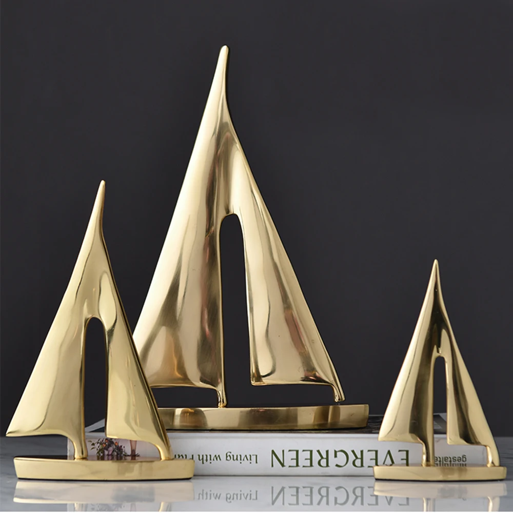 Роскошный латунный золотой садовый декор лодка из чистой меди распродажа