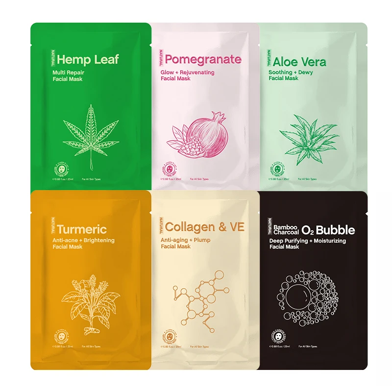 

CBD Sheet Mask Hemp Leaf Against Acne Pimple Black Spot Removing Facial Mask Repair Moisturizing Face Care Mask Skincare