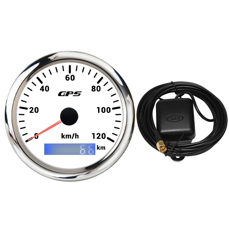 85MM GPS Marine Speedometer 0-120KM/H 7-Color Backlight Digital Odometer For Yachts Boats |