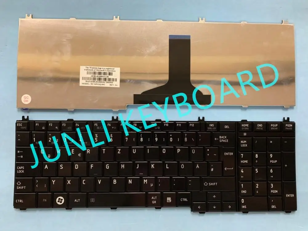 JUNLI клавиатура для Toshiba Satellite C650 C655 C660 C670 C675 L650 L750 L755 9Z.N4WGQ.00G AEBL6G00010 GR немецкая