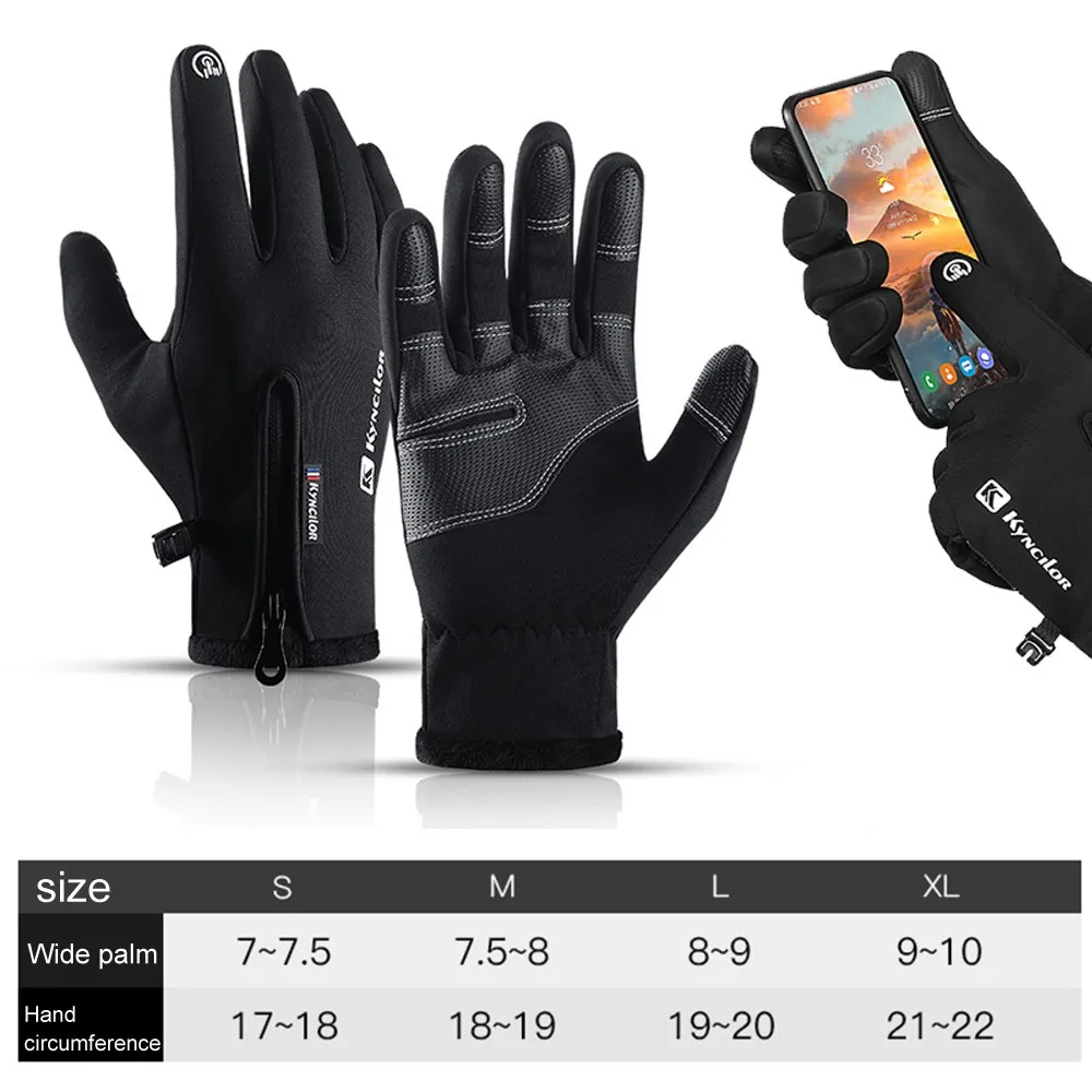 

1 Pair Winter Thermal Fleece Touchscreen Gloves Full Finger Windproof Warm Gloves For Men Women Cycling Hiking Camping Skiing