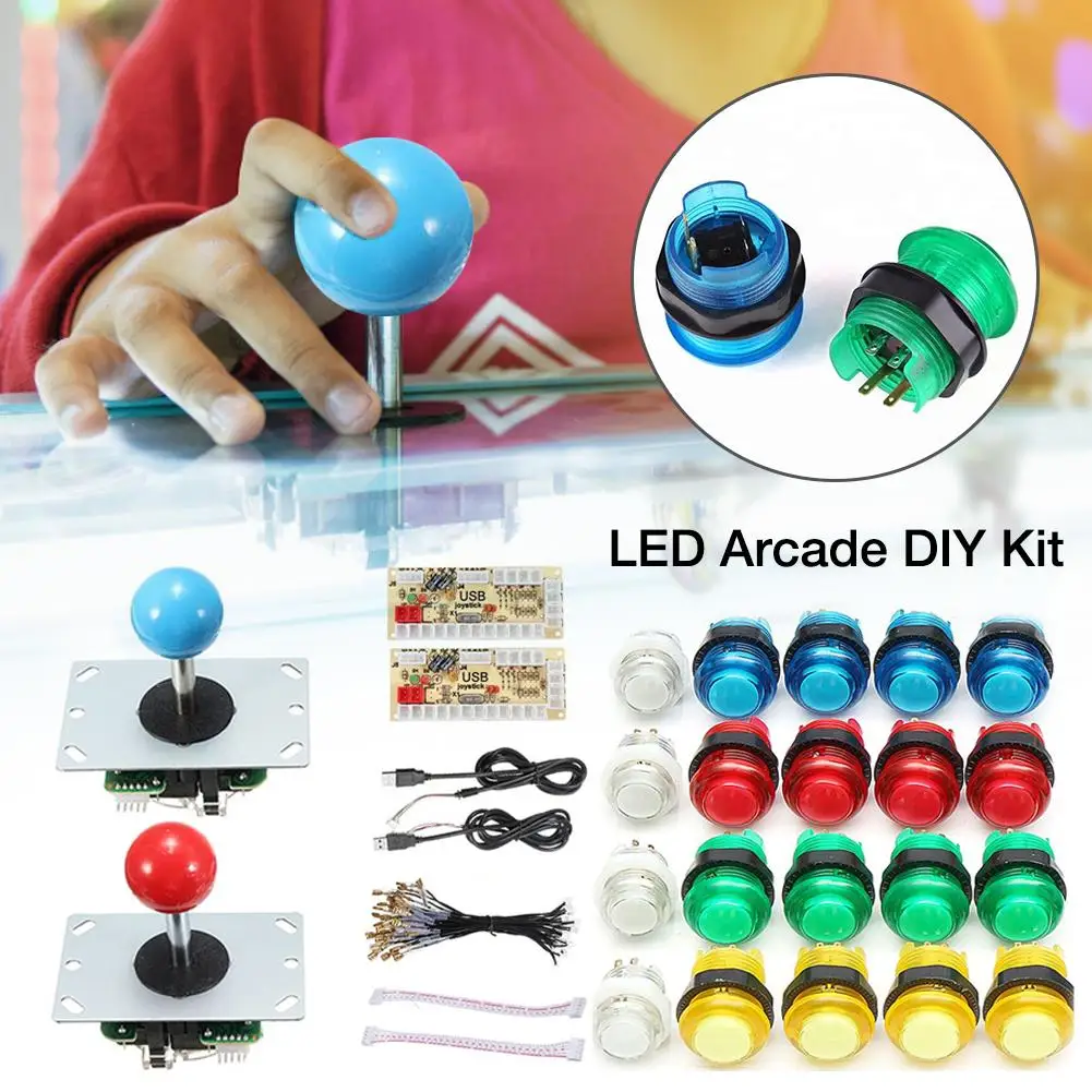 

2 Players Arcade Joystick DIY Kit Arcade DIY Games MAME Kit with 20 LED Arcade Buttons and 2 Joysticks USB Encoder Kit