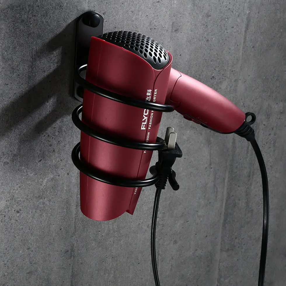 Ванная комната душа Фен Держатель подставка хоста матовый черный пространство