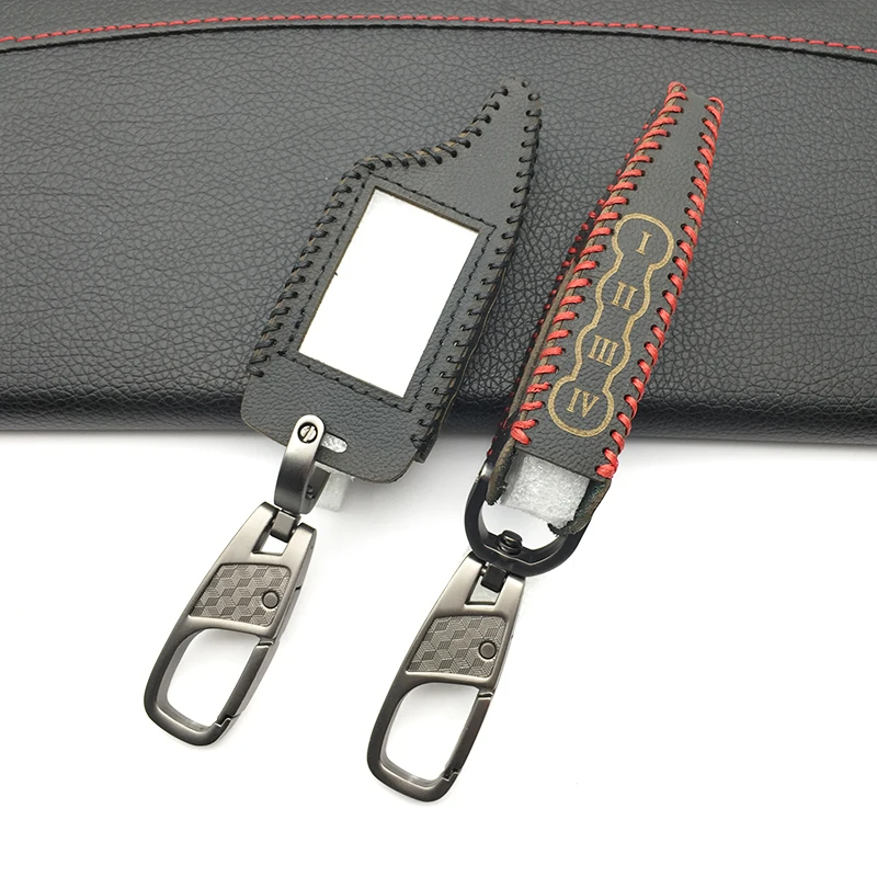 

For Scher-Khan Magicar Only Fit M5 Scher Khan Magicar 5 LCD Remote Hot Sale Car Alarm Shape Top layer Leather Case for Starline