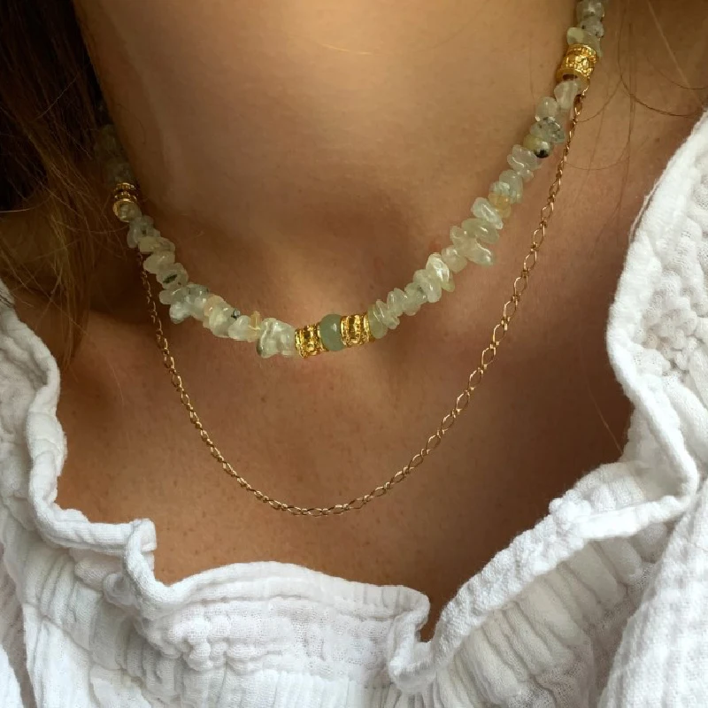 2022 New Irregular Green Stone Necklace Creative Trendy Gold-color Accessories Embellishment For Man Women Natural Collar | Украшения и