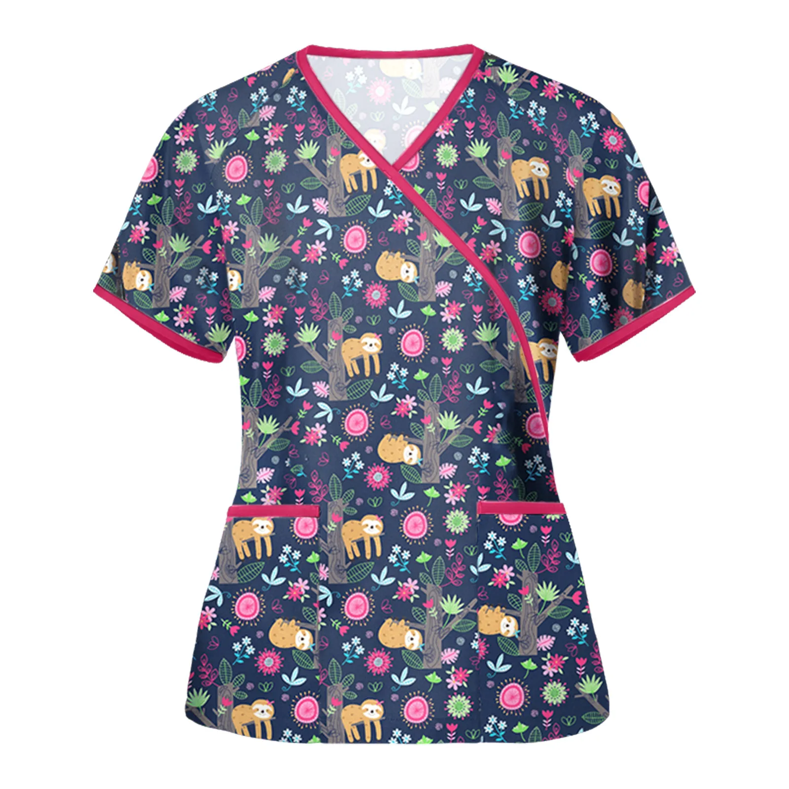 Рабочая одежда женские модные топы с коротким рукавом и воротником форма блузка