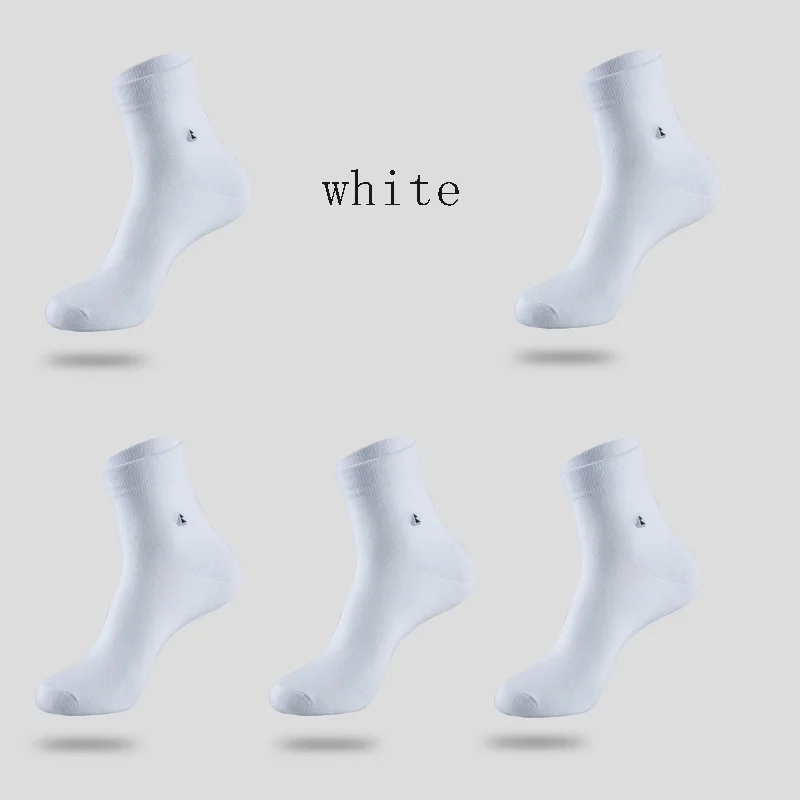 white Высококачественные мужские хлопковые носки новые 5 пар/партия черные деловые дышащие дезодоранты теплые осенние и зимние подходят для мужчин - Цвет: white