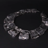 15pcs top drilled black labradorite trapezoid slab graduated necklace pendantspectrolite stone beads trendy gifts jewelry mking